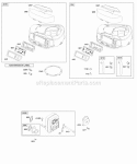 Air Cleaner Blower Housing Exhaust System Diagram and Parts List for 31B775-0122-E1  Briggs and Stratton Engine